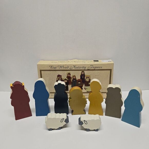 Target Vintage Wooden Nativity Set Cut Wood Folk Art Christmas Figurines Set - Picture 3 of 8
